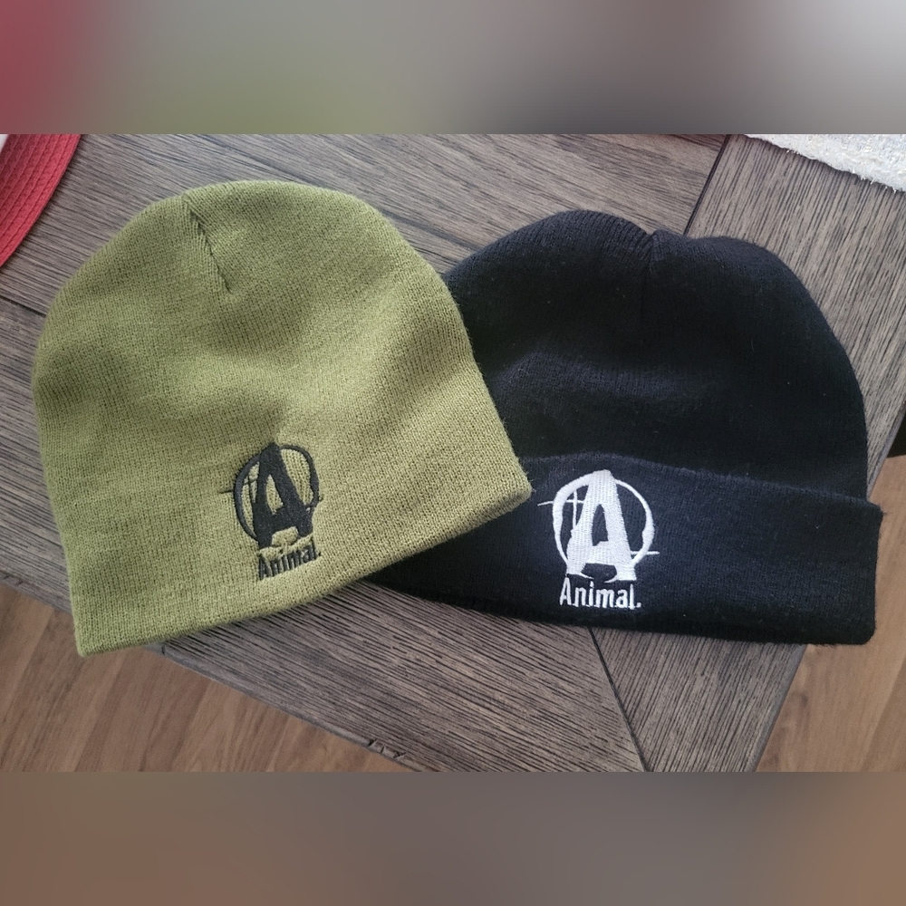 Animal Beanie Duo - Black and Olive
